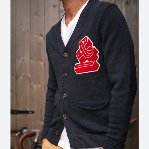 Men's &Sons Trading Co track field varsity sweater navy medium - Picture 1 of 10